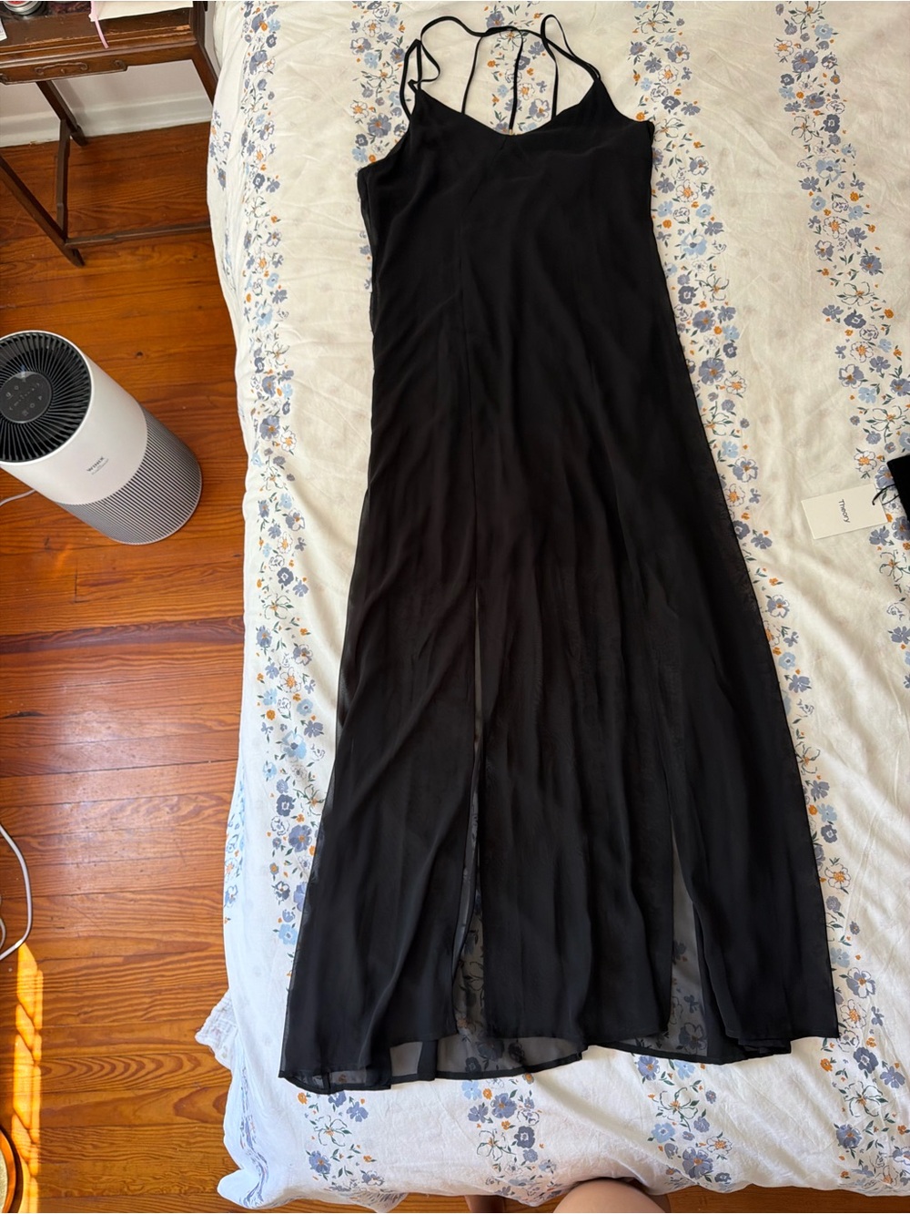 Calvin Klein Black Maxi Slip Dress with Double Straps